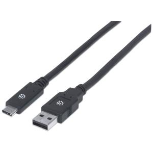 USB 3.1 Cable Gen 1, Type-A Male to Type-C Male, 5 Gbps, 2m Black